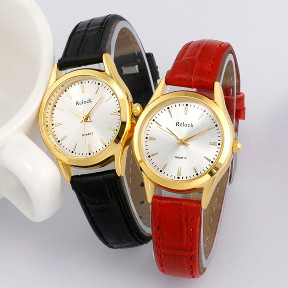 [RED] Fashion Pu Leather Belt Casual Womens Quartz Watch - Picture 2 of 5